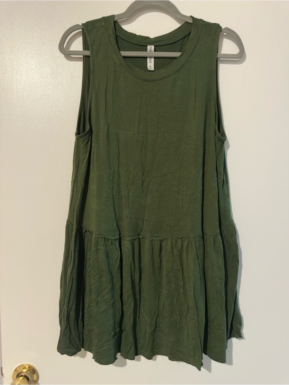 Zenana Outfitters Olive Green Sleeveless Tiered Tank